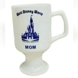 Disney Walt Disney World Vintage White Milk Glass Mug Coffee Cup MOM